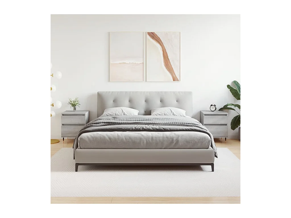 Mesita de noche | Mesilla de noche 2 uds. madera ingeniería gris Sonoma 40x35x50 cm