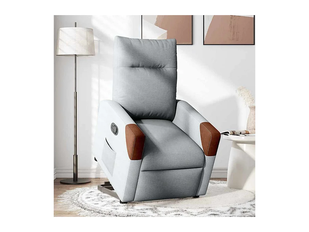 Fauteuil inclinable-Chaise de relax-Fauteuil TV Gris clair Tissu SHL2418