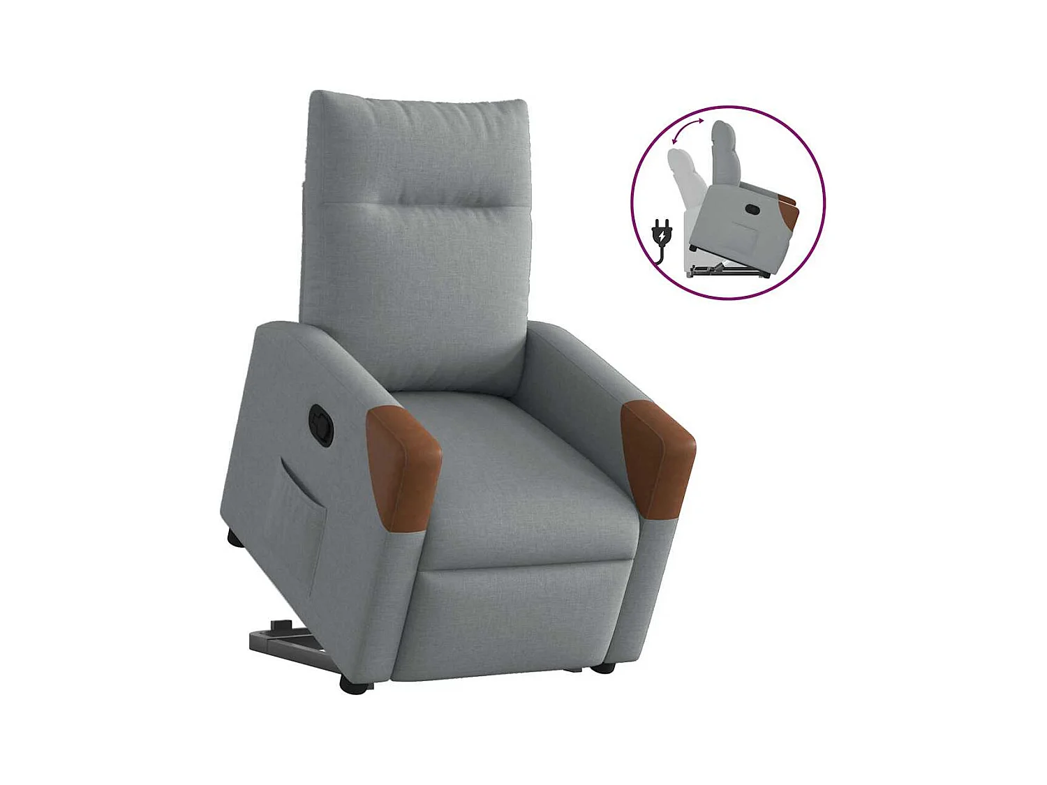 Fauteuil inclinable-Chaise de relax-Fauteuil TV Gris clair Tissu SHL2418