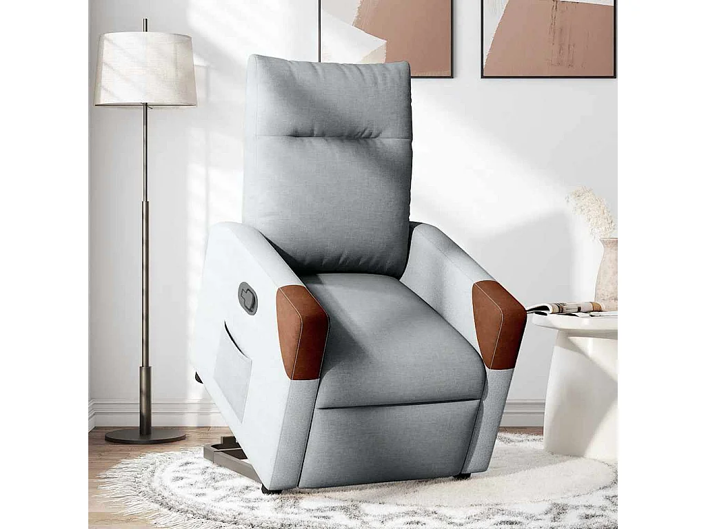 Fauteuil inclinable-Chaise de relax-Fauteuil TV Gris clair Tissu SHL2418