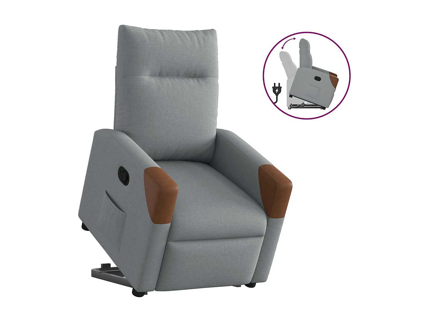 Fauteuil inclinable-Chaise de relax-Fauteuil TV Gris clair Tissu SHL2418