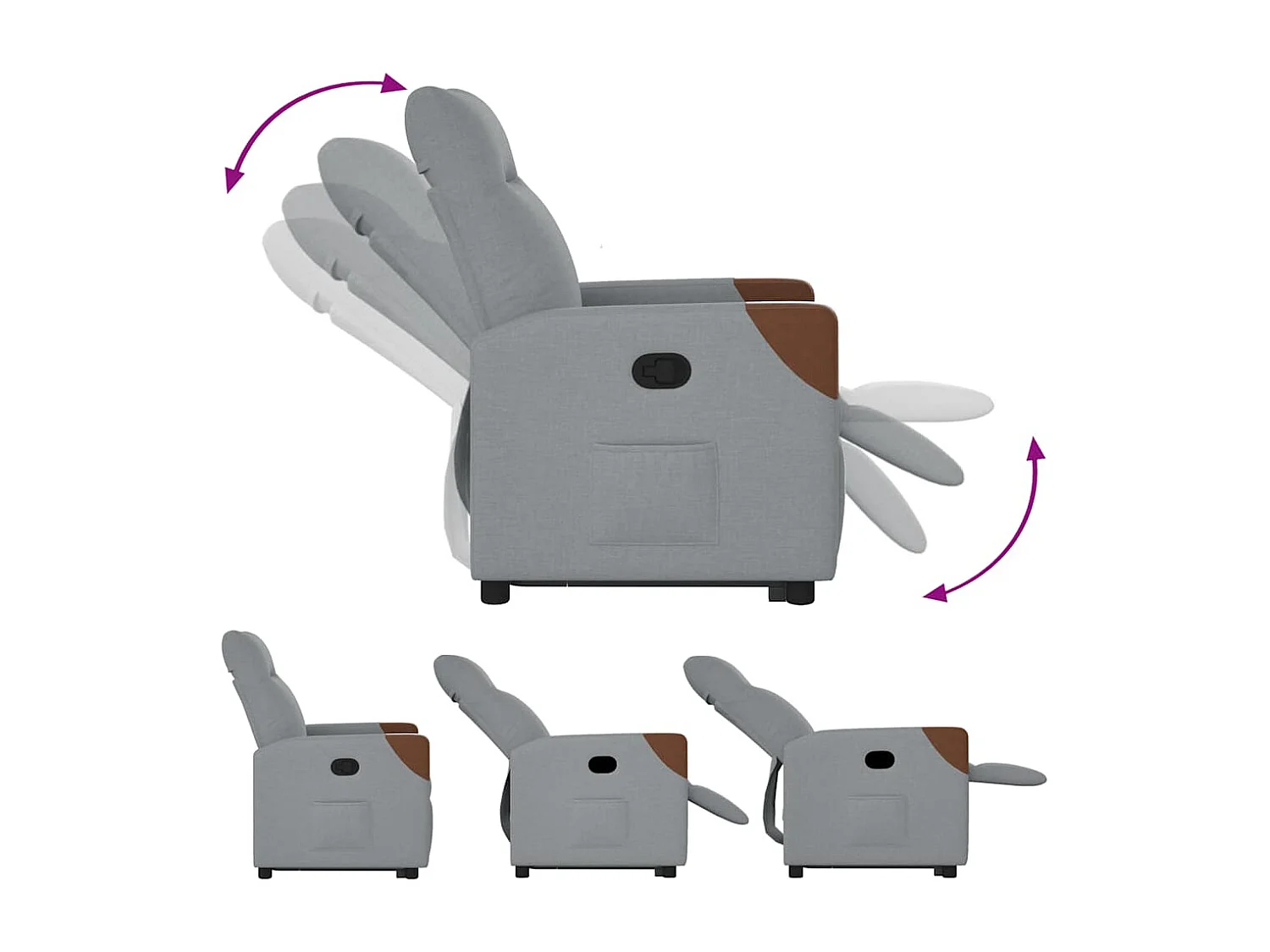 Fauteuil inclinable-Chaise de relax-Fauteuil TV Gris clair Tissu SHL2418