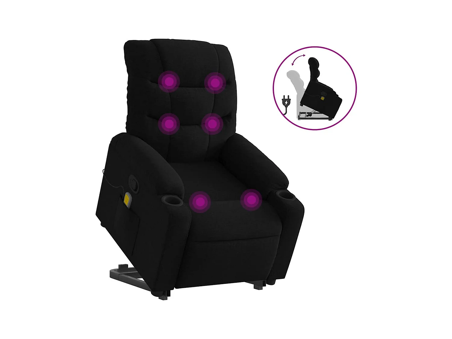 Sillón de relax | Sillón reclinable de masaje elevable tela negro SHL9487