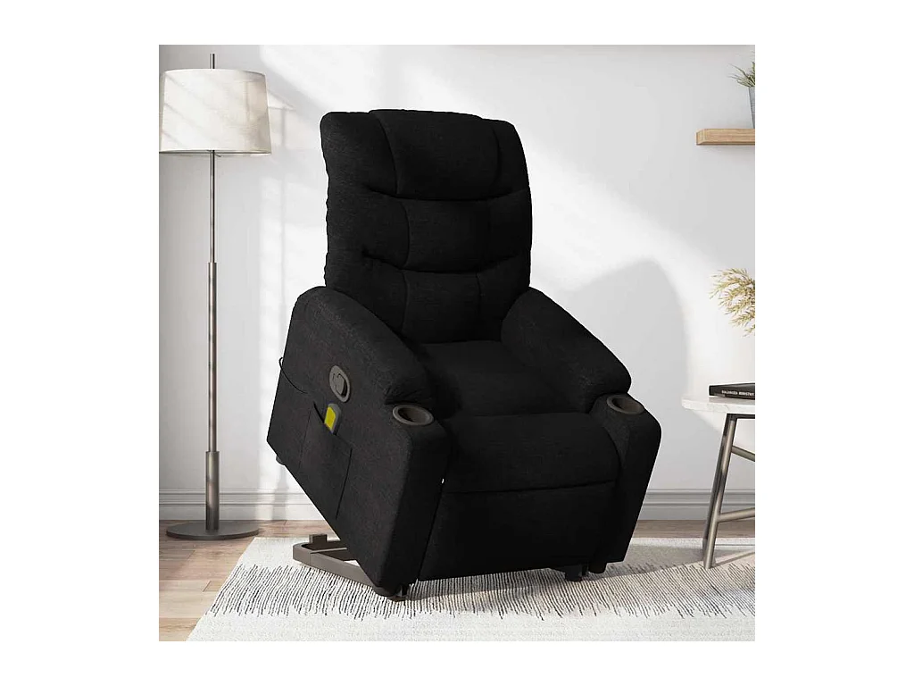 Sillón de relax | Sillón reclinable de masaje elevable tela negro SHL9487