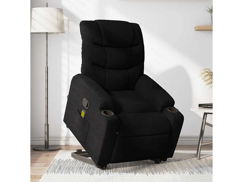 Fauteuil inclinable-Chaise de relax-Fauteuil de Massage Noir Tissu SHL3153