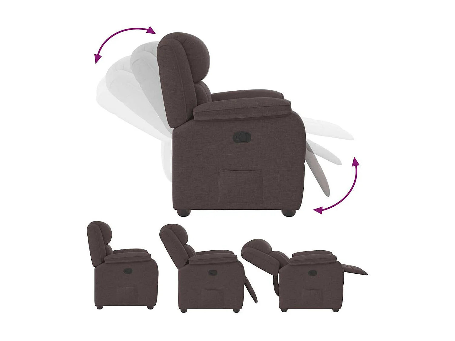 Sillón de relax | Silla | Sillón reclinable de tela marrón oscuro SHL5088