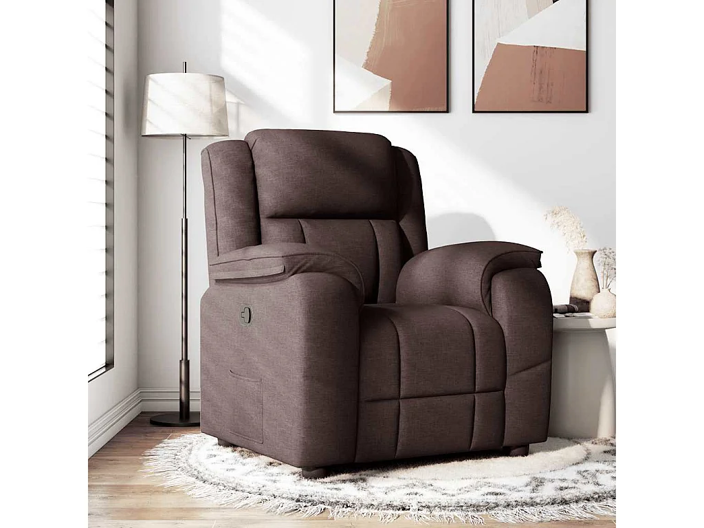 Relaxstoel | Fauteuil verstelbaar stof donkerbruin