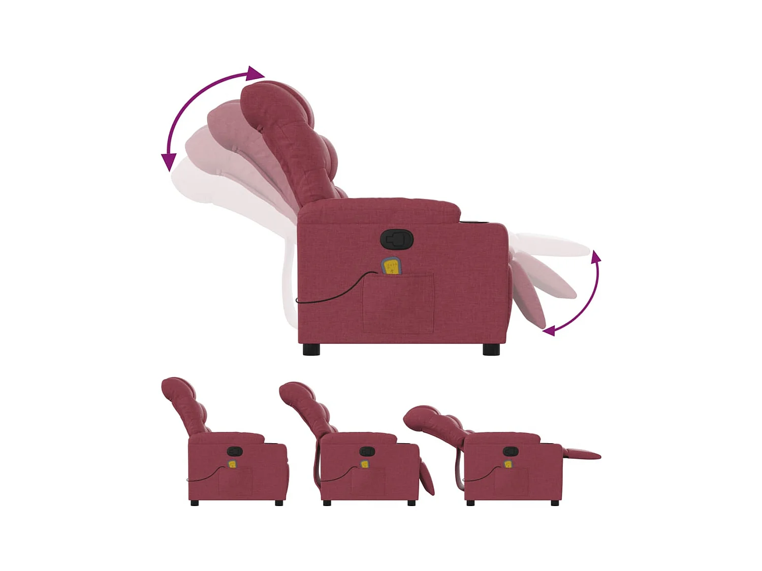 Sillón de salón | Silla | Sillón de masaje reclinable de tela color vino tinto SHL7165