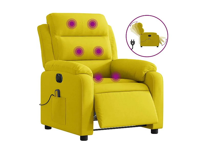 Fauteuil inclinable électrique-Chaise-Fauteuil de Massage jaune velours SHL2492
