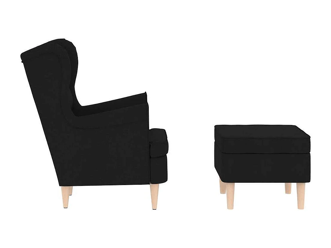 Sillón de salón | Silla de relax con reposapiés de tela negro SHL5319