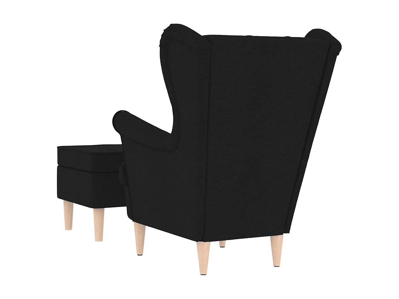 Sillón de salón | Silla de relax con reposapiés de tela negro SHL5319