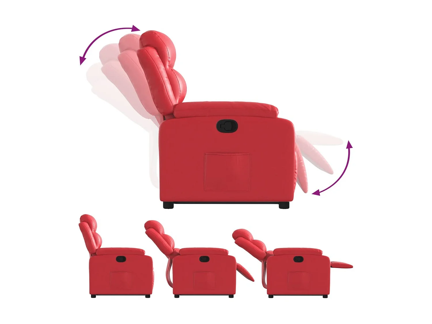 Poltrona Confortável | Poltrona reclinável elevatória couro artificial vermelho SHL133703