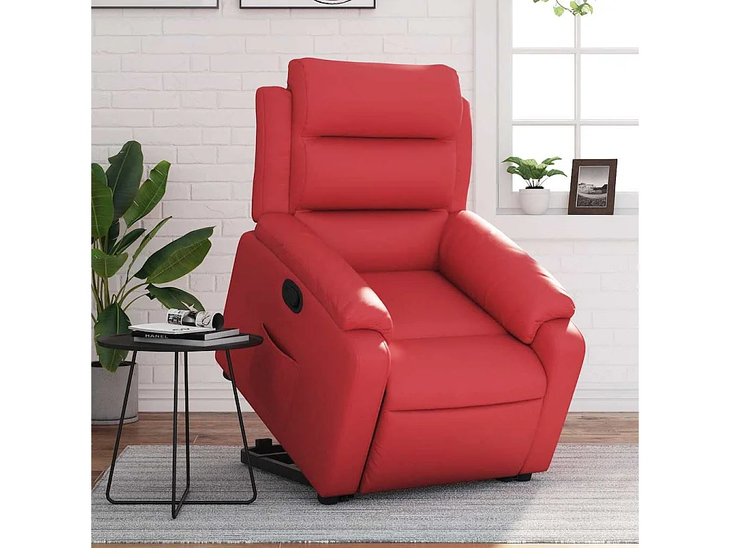 Fauteuil inclinable-Chaise de relax-Fauteuil salon Rouge Similicuir SHL5116