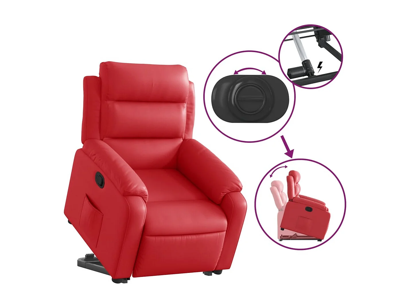 Fauteuil inclinable-Chaise de relax-Fauteuil salon Rouge Similicuir SHL5116