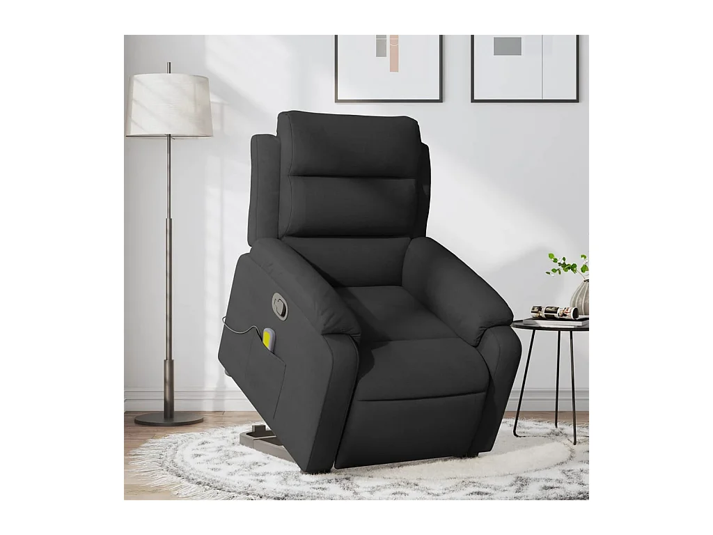 Poltrona de massagens reclinável elevatória tecido preto SHL971905