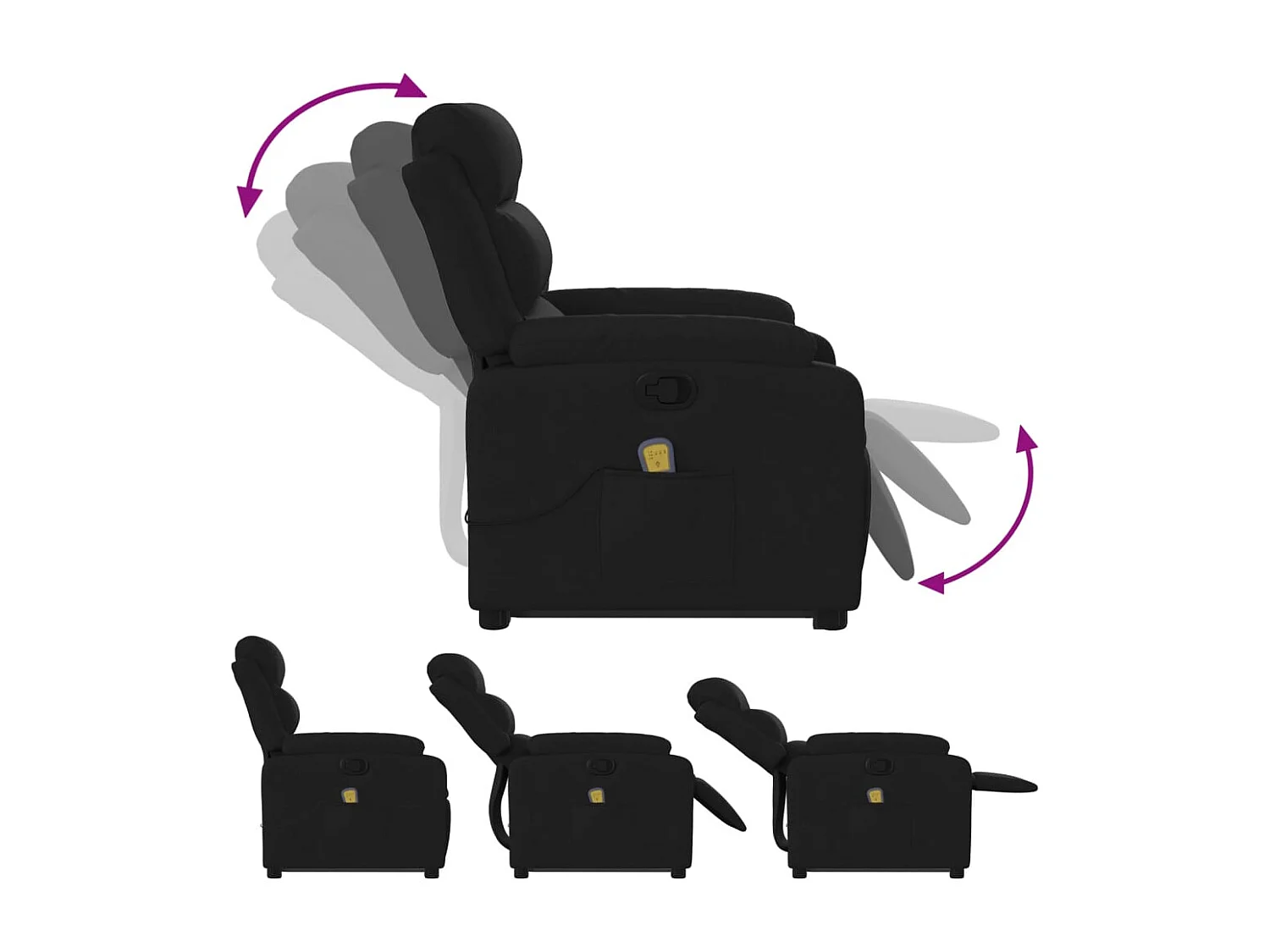 Poltrona de massagens reclinável elevatória tecido preto SHL971905