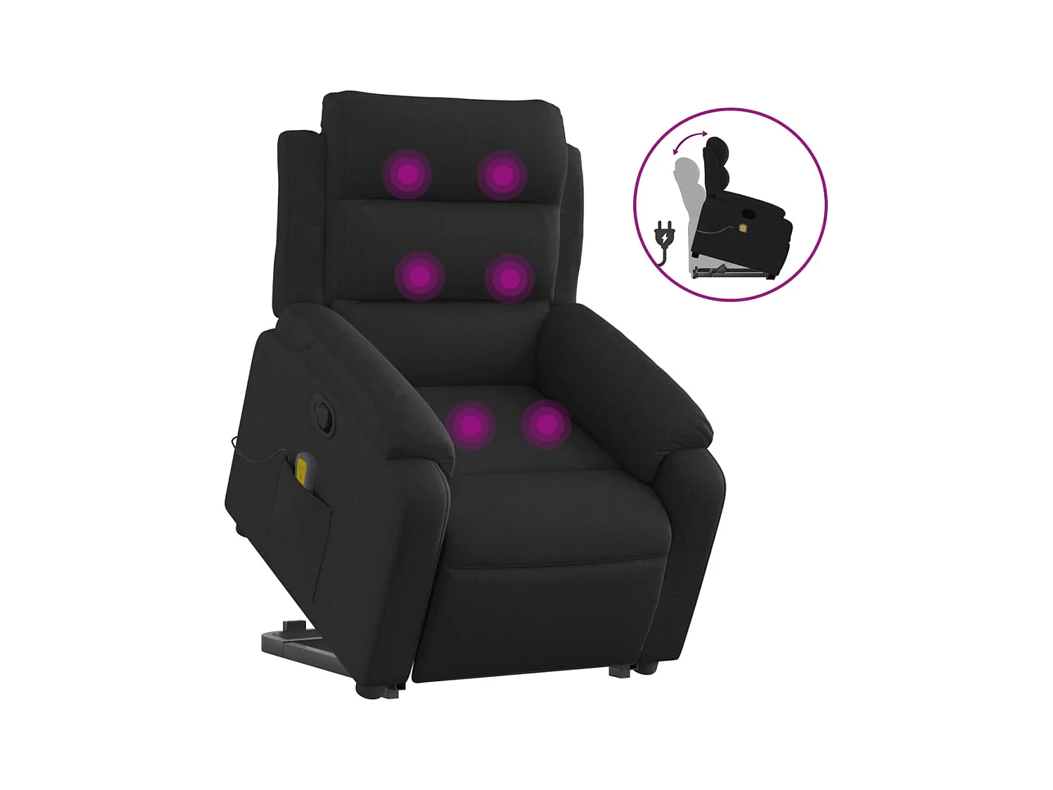 Fauteuil inclinable-Chaise de relax-Fauteuil de Massage Noir Tissu SHL4845