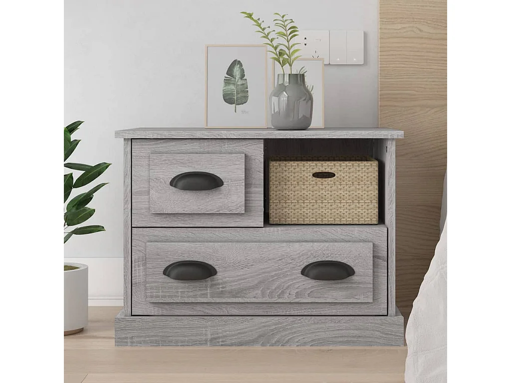 Nachtkastje | Bijzettafel Modern | Opbergkastje 60x39x45 cm grijs sonoma eikenkleurig
