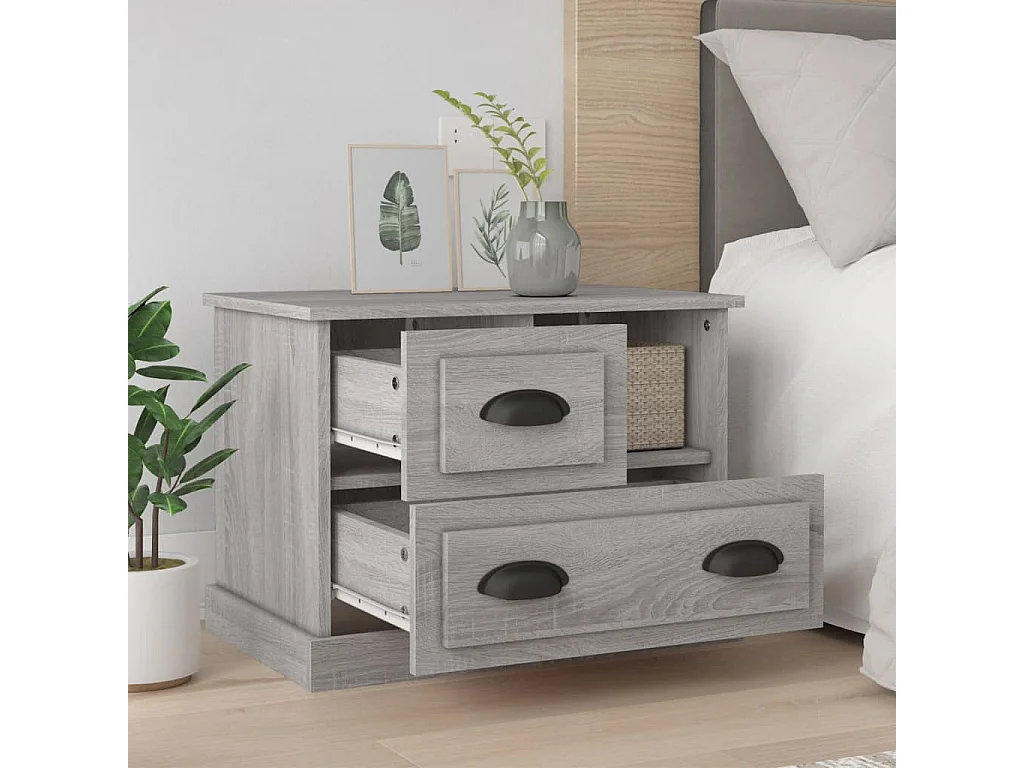 Nachtkastje | Bijzettafel Modern | Opbergkastje 60x39x45 cm grijs sonoma eikenkleurig