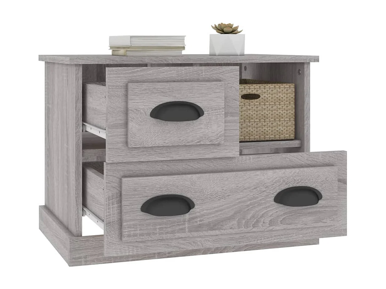 Nachtkastje | Bijzettafel Modern | Opbergkastje 60x39x45 cm grijs sonoma eikenkleurig