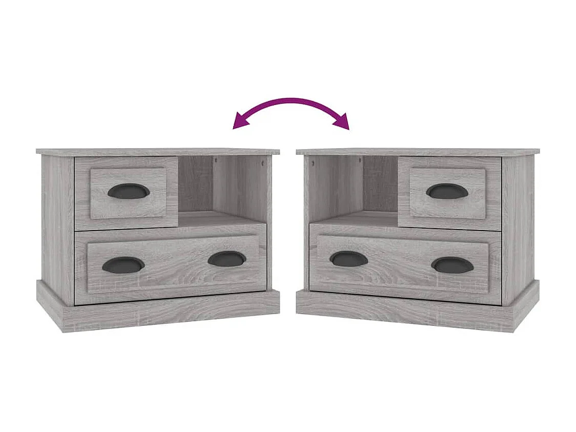 Nachtkastje | Bijzettafel Modern | Opbergkastje 60x39x45 cm grijs sonoma eikenkleurig