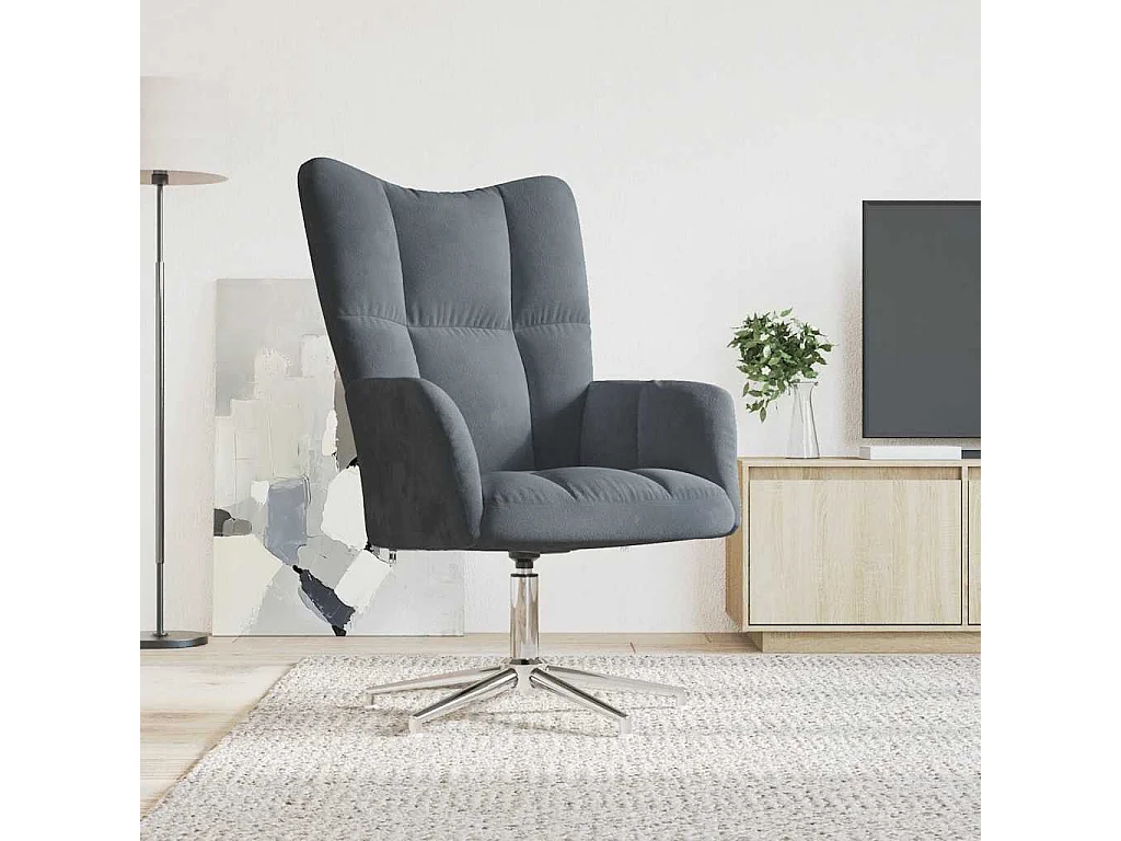 Relaxsessel | Lounge Sessel Dunkelgrau Samt SHL84229
