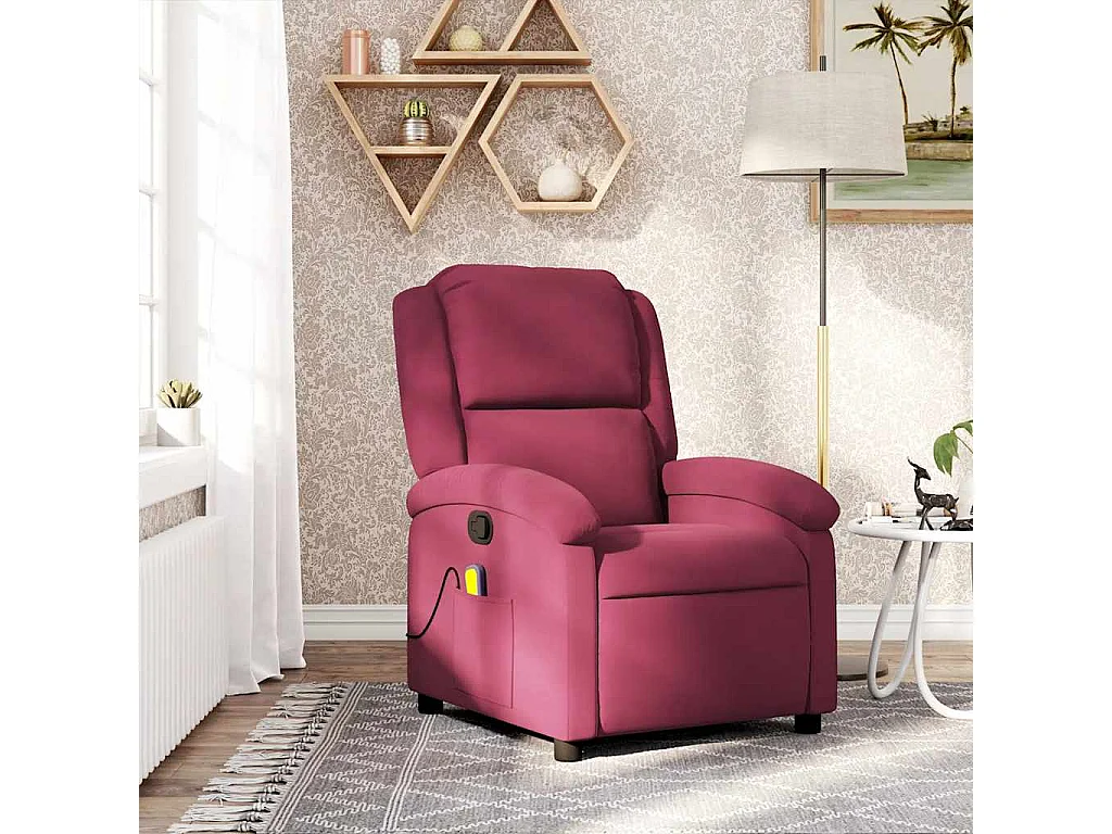 Fauteuil inclinable-Chaise de relax-Fauteuil de Massage rouge bordeaux velours SHL1124