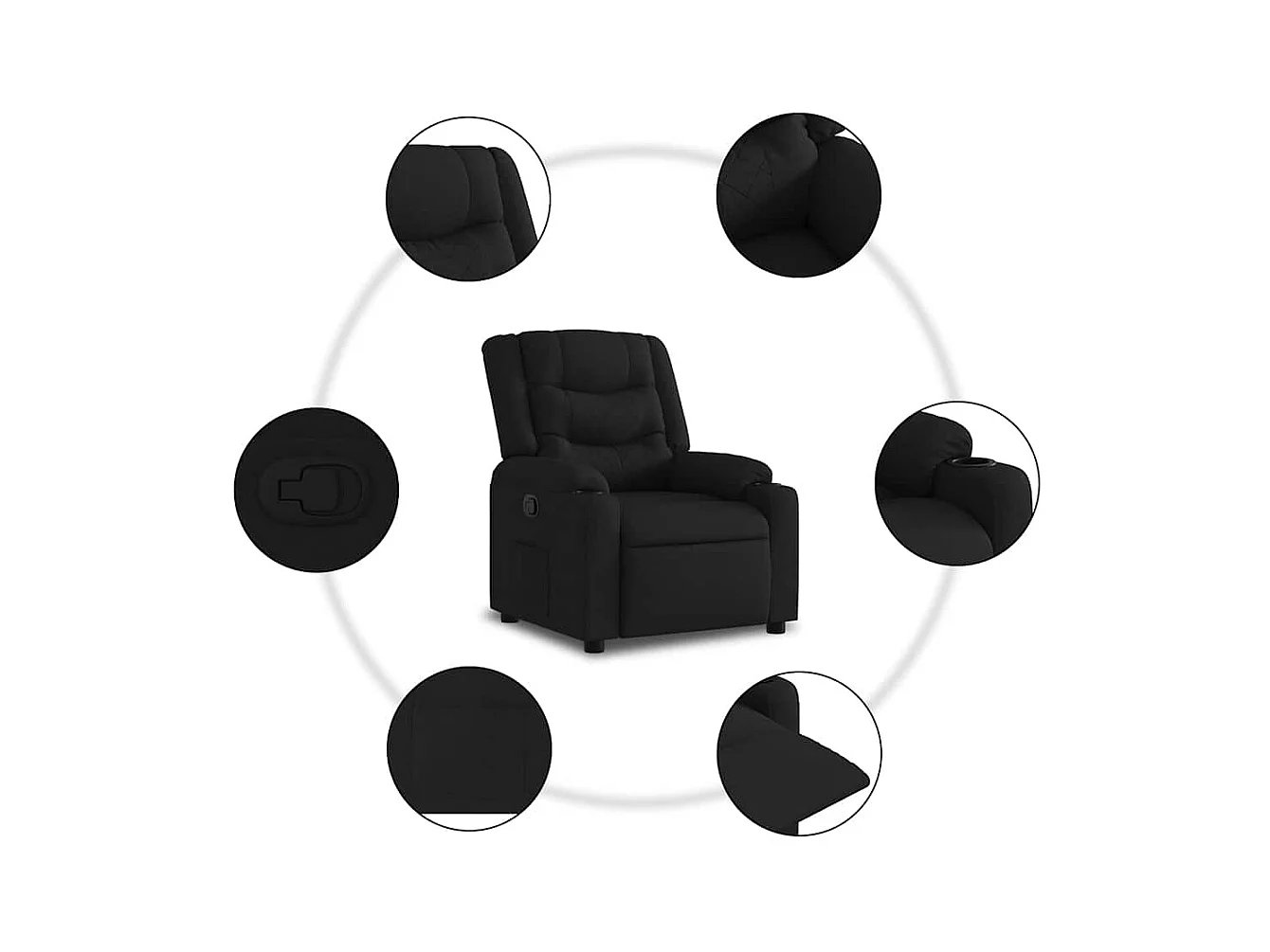 Sillón de relax | Silla | Sillón reclinable de tela negro SHL7836