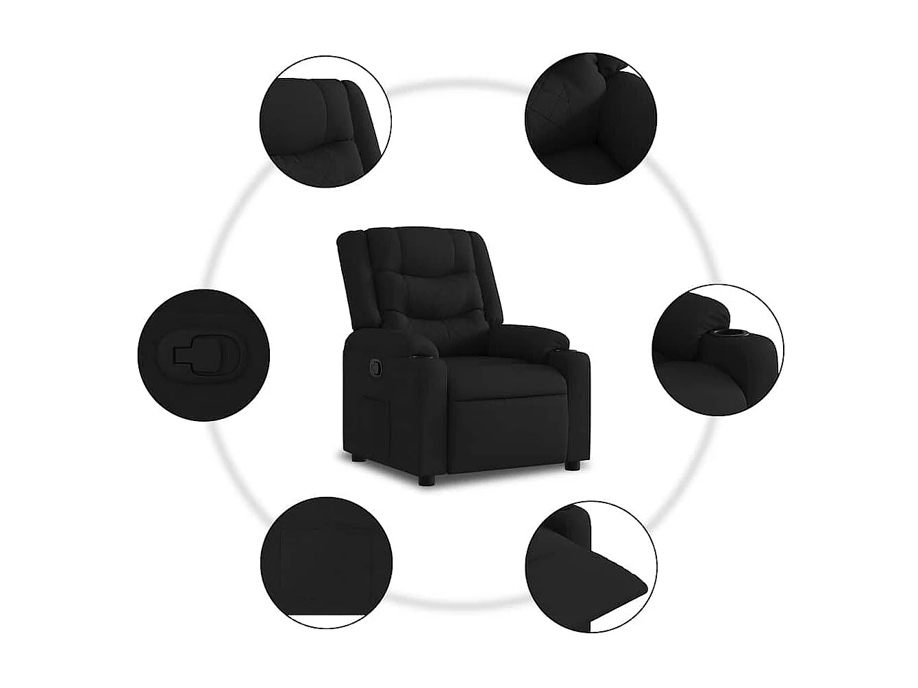 Relaxsessel | Lounge Sessel für Wohnzimmer Schwarz Stoff SHL86456