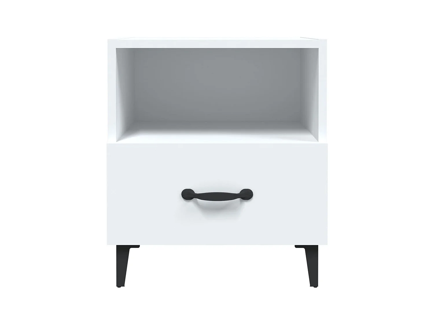 Table de Chevet Étroite-Tables d'appoint 2 pcs avec Compartiments ouverts Blanc Bois d'ingénierie