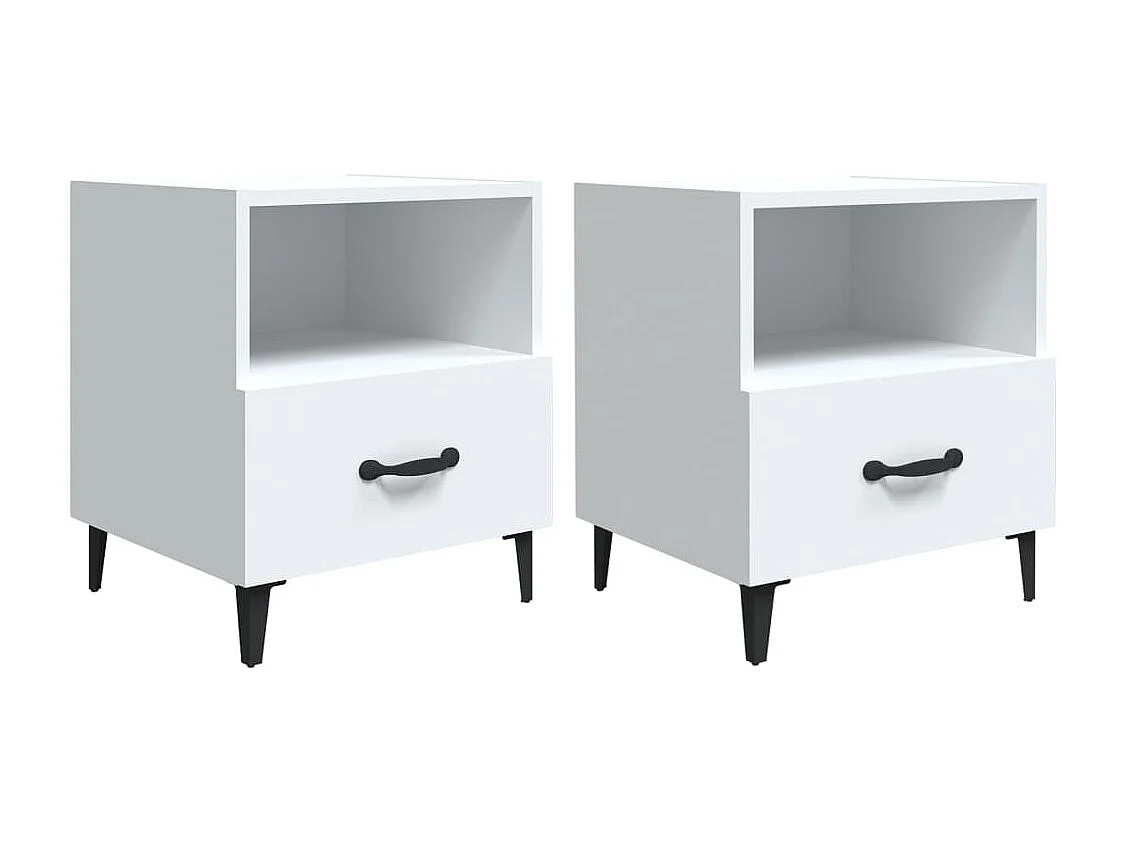 Nachttisch 2er Set-Beistelltisch Weiß Holzwerkstoff SHL63285