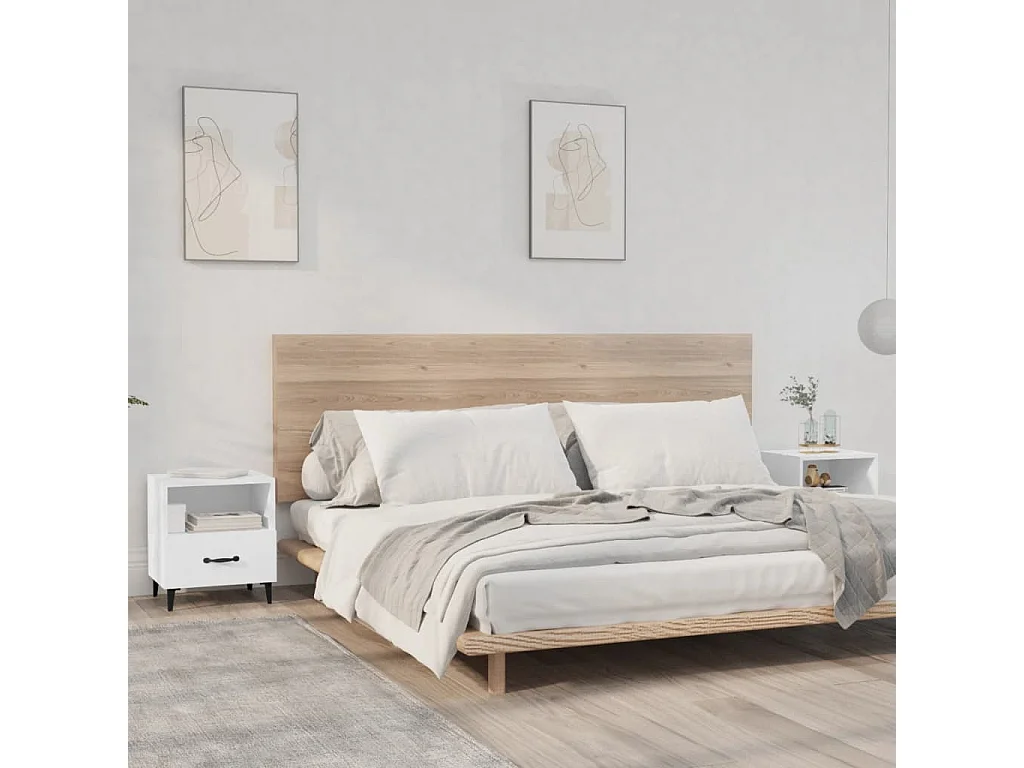 Nachttisch 2er Set-Beistelltisch Weiß Holzwerkstoff SHL63285