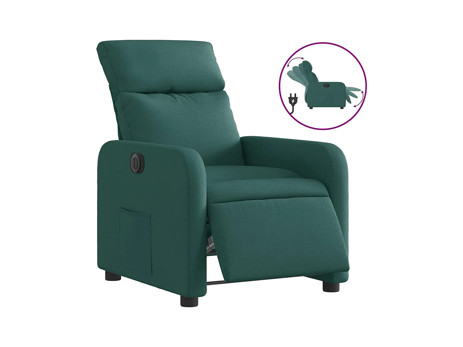 Fauteuil inclinable électrique-Chaise de relax-Fauteuil salon Vert foncé Tissu SHL5048