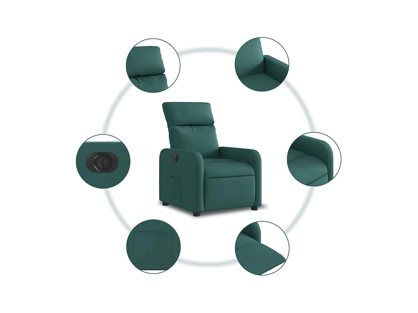 Sillón de relax | Silla | Sillón reclinable eléctrico tela verde oscuro SHL7429