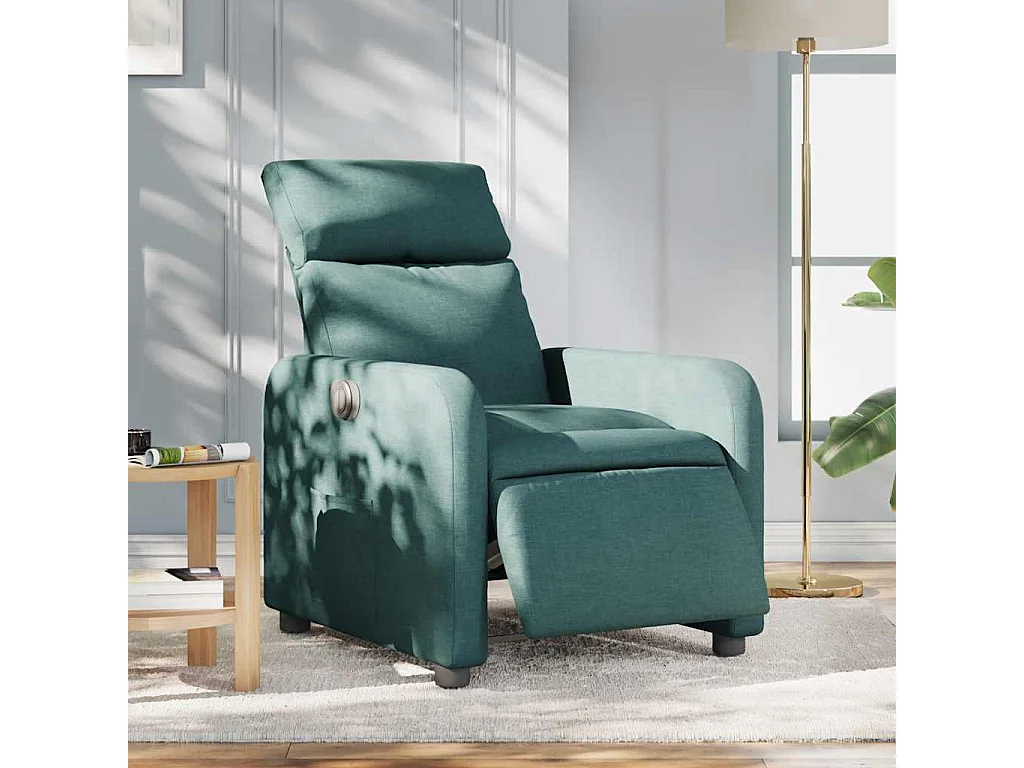 Relaxstoel | Fauteuil verstelbaar elektrisch stof donkergroen