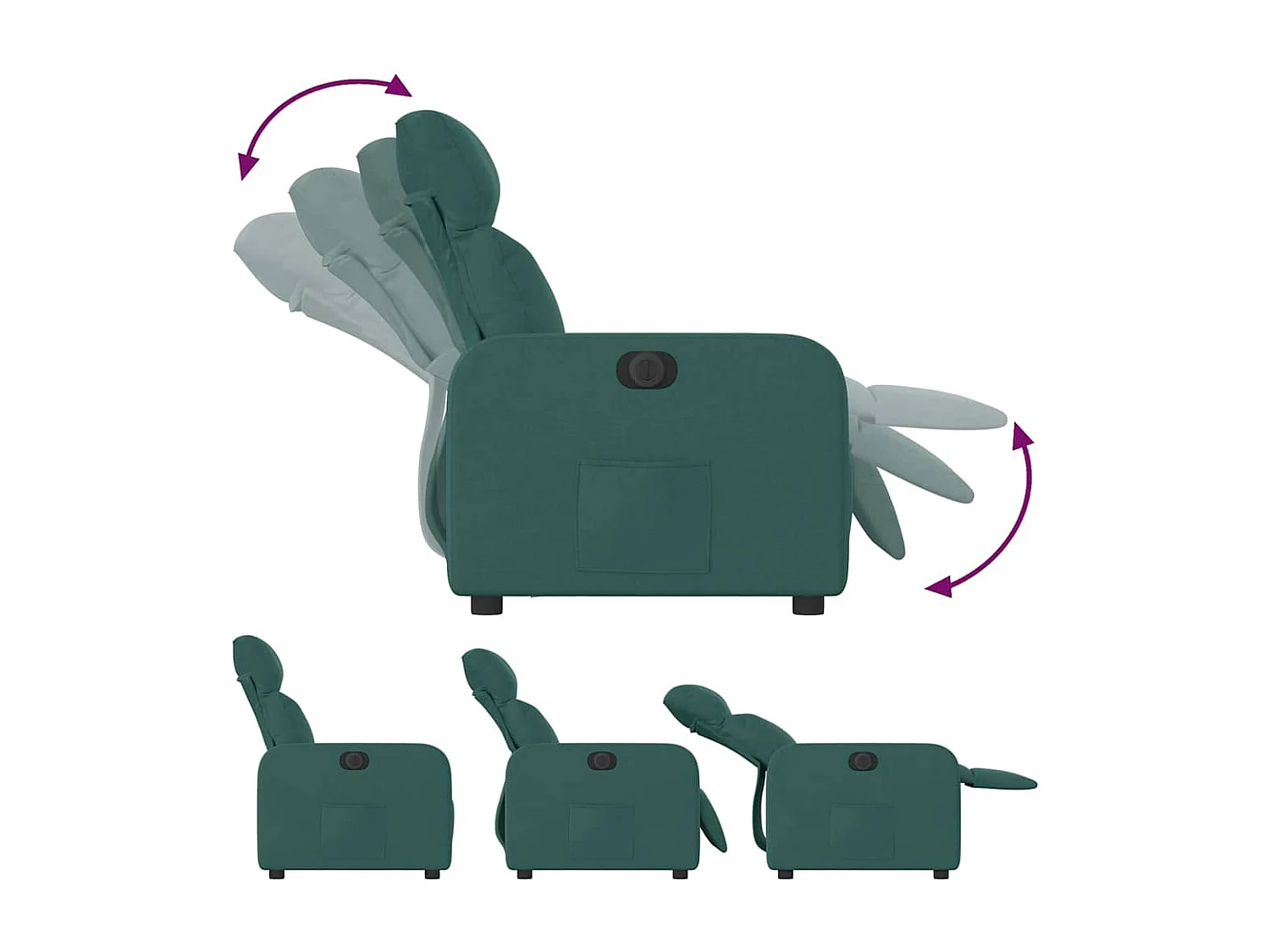 Relaxstoel | Fauteuil verstelbaar elektrisch stof donkergroen