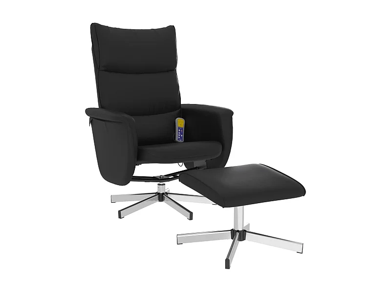 Massagestoel verstelbaar met voetenbankje kunstleer zwart