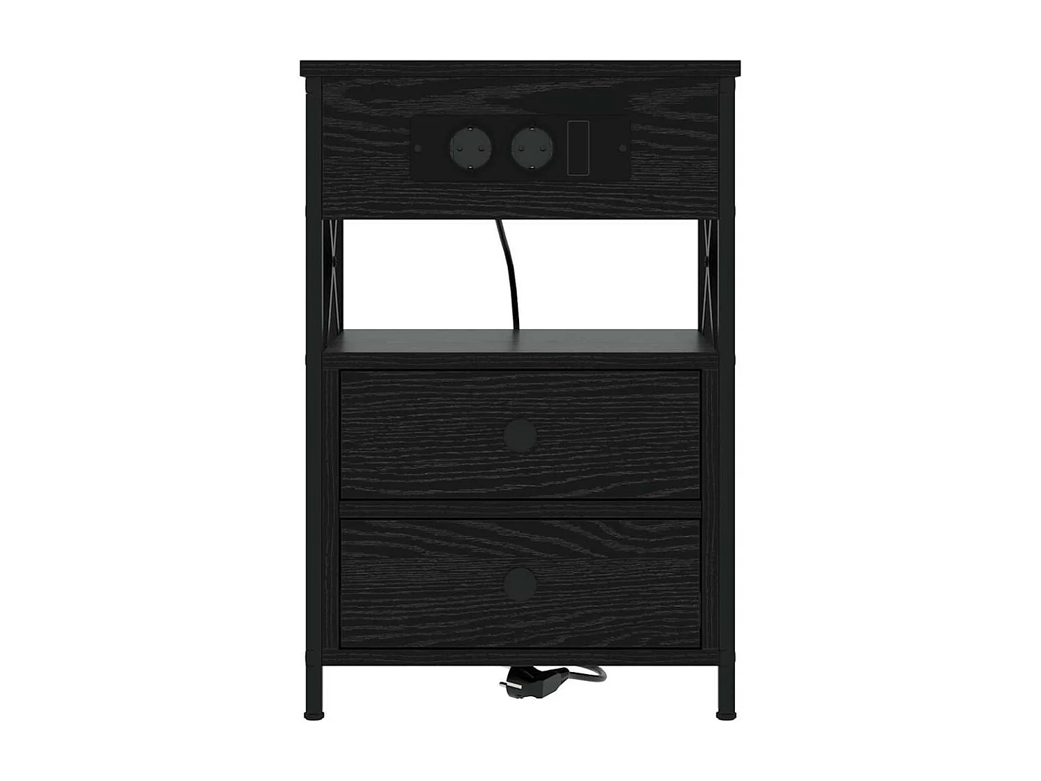 Mesita de Noche | Armario de Noche 2 uds con cajón Roble negro 40x31x60 cm