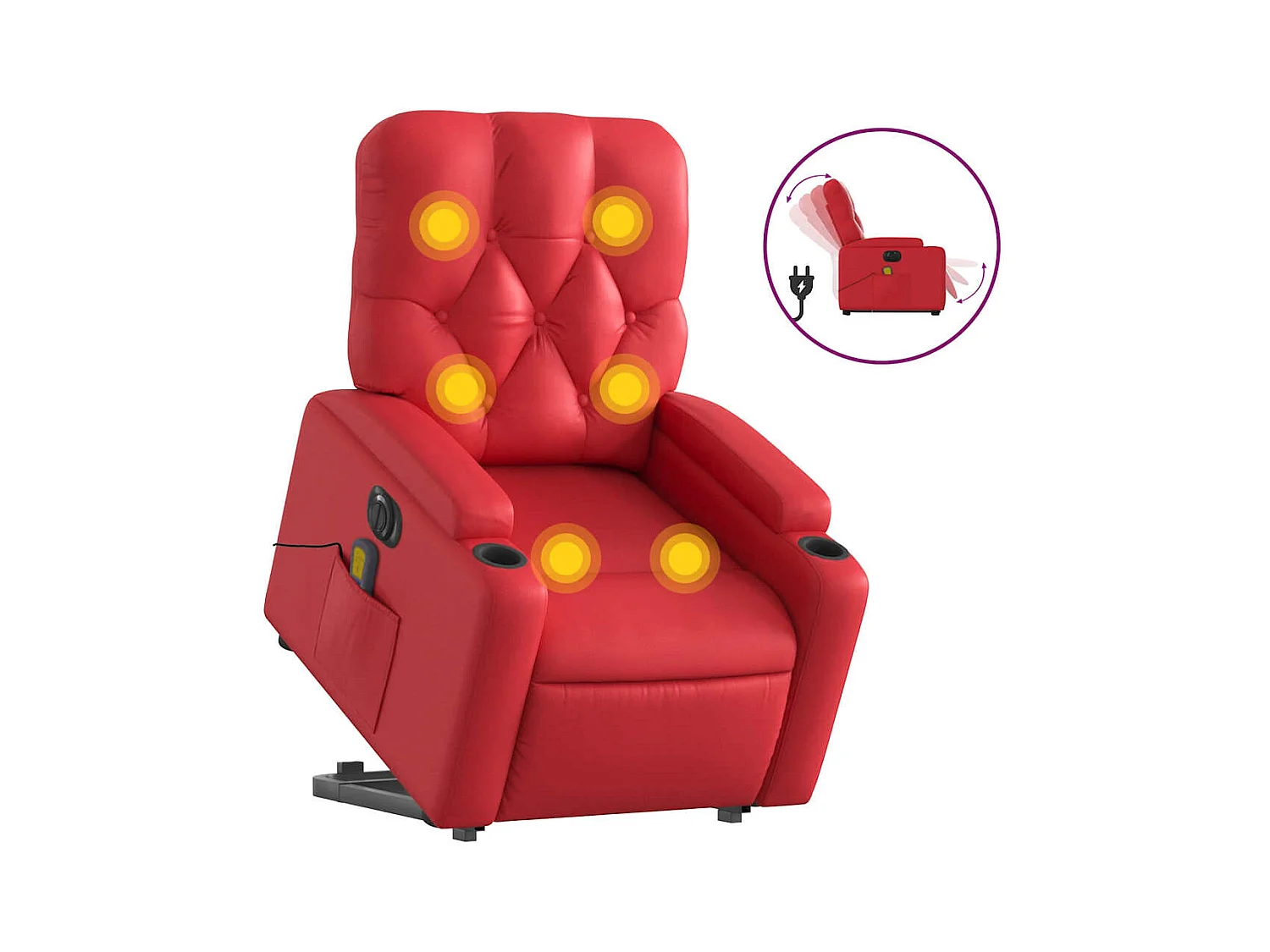 Fauteuil inclinable électrique-Chaise-Fauteuil de Massage rouge similicuir SHL2871