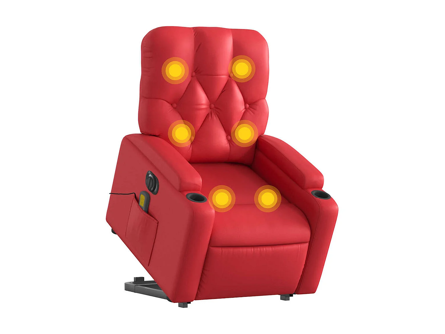 Massagesessel mit Aufstehhilfe Elektrisch | Lounge Sessel indoor Rot Kunstleder SHL70114