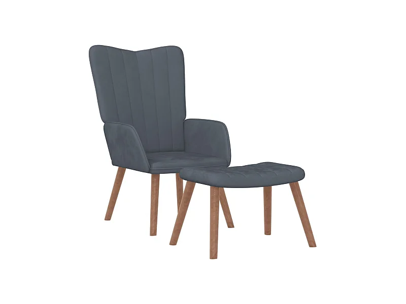 Sillón de relax | Silla de relax con taburete terciopelo gris oscuro SHL5476