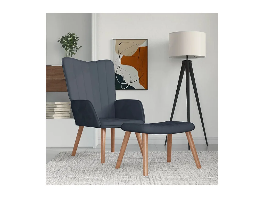 Sillón de relax | Silla de relax con taburete terciopelo gris oscuro SHL5476