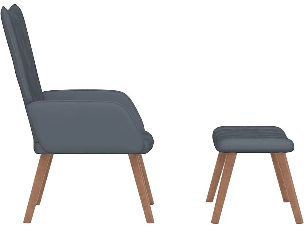 Sillón de relax | Silla de relax con taburete terciopelo gris oscuro SHL5476