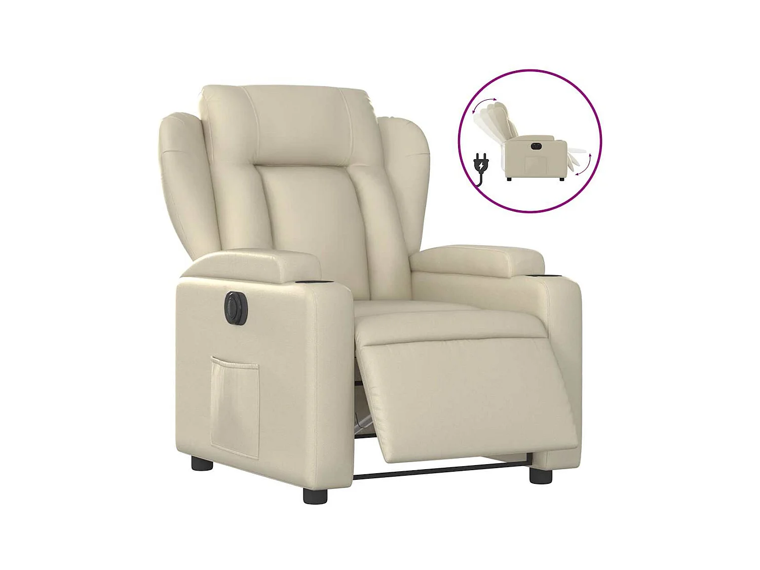 Sillón de relax | Silla | Sillón reclinable eléctrico de cuero sintético crema SHL3070