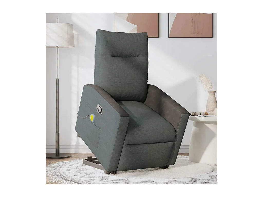 Poltrona elevatória de massagens tecido cinzento-escuro SHL107547