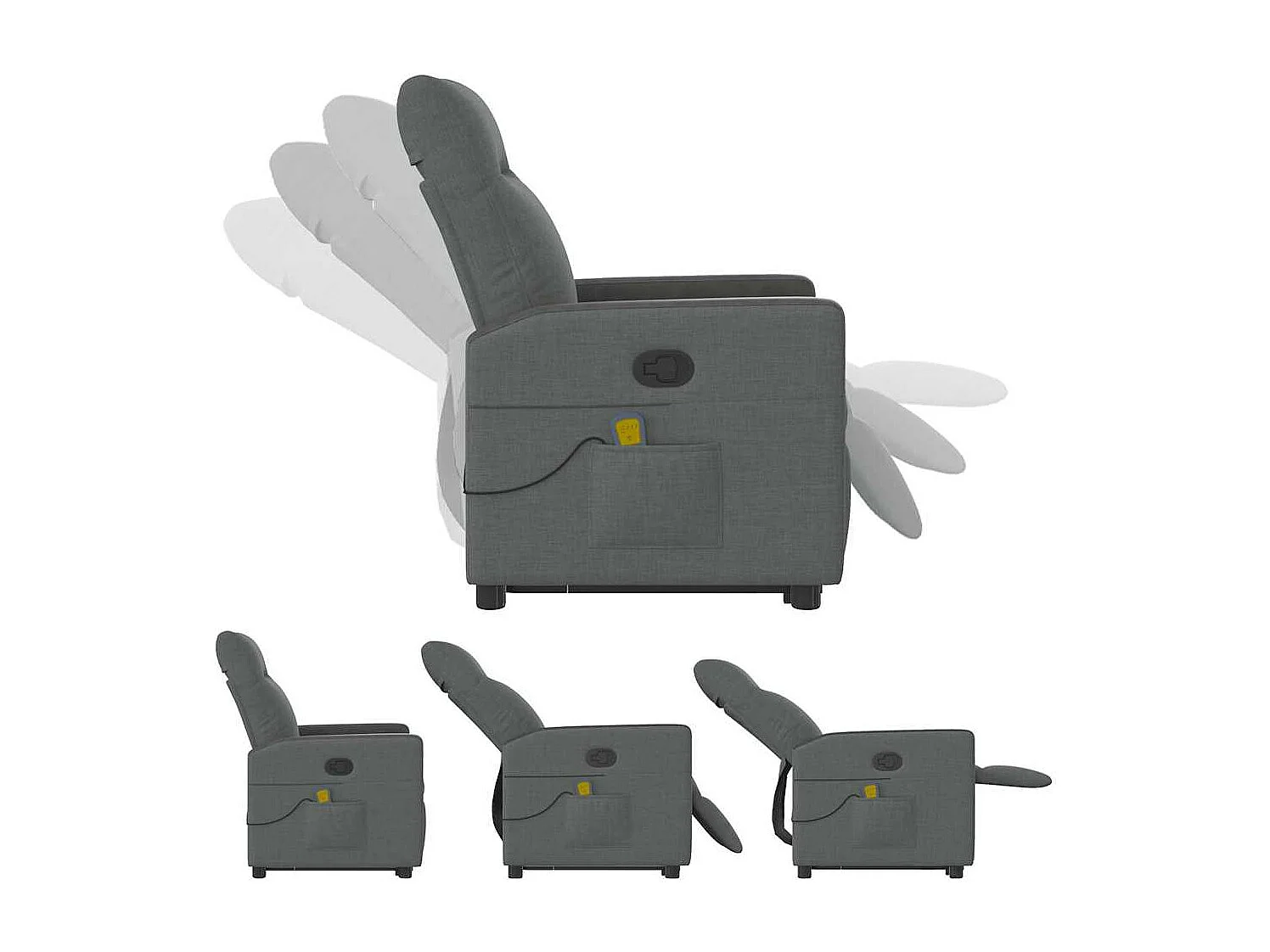 Poltrona elevatória de massagens tecido cinzento-escuro SHL107547