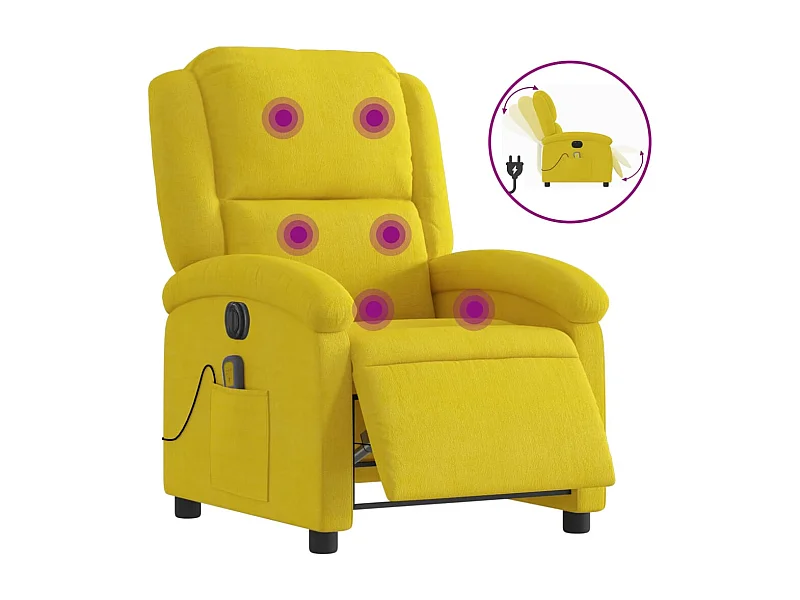 Sillón de relax | Sillón reclinable de masaje eléctrico terciopelo amarillo SHL2969