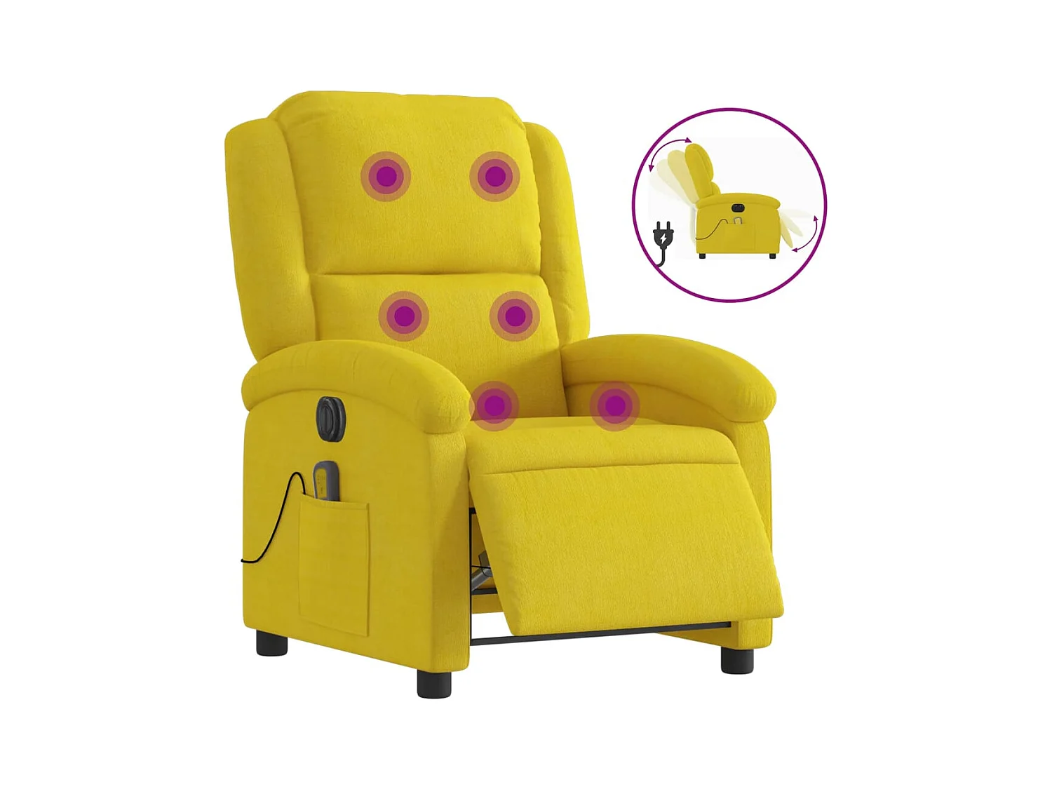 Fauteuil inclinable électrique-Chaise-Fauteuil de Massage jaune velours SHL4930