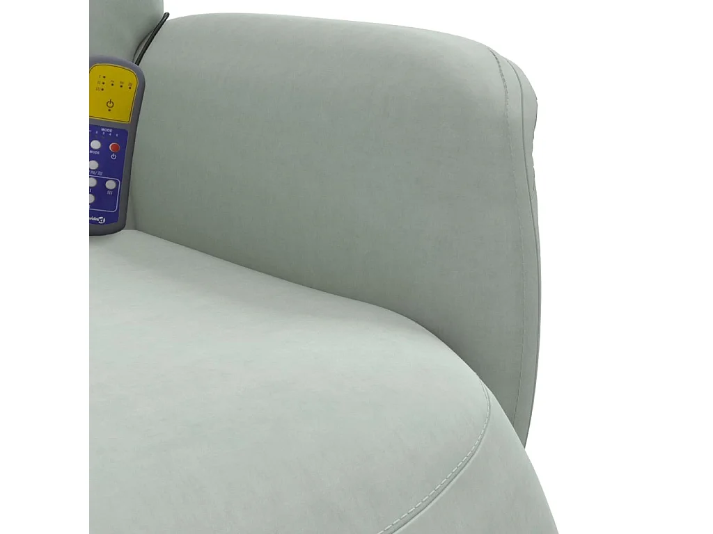 Sillón de relax | Sillón reclinable masaje con reposapiés terciopelo gris claro SHL6837