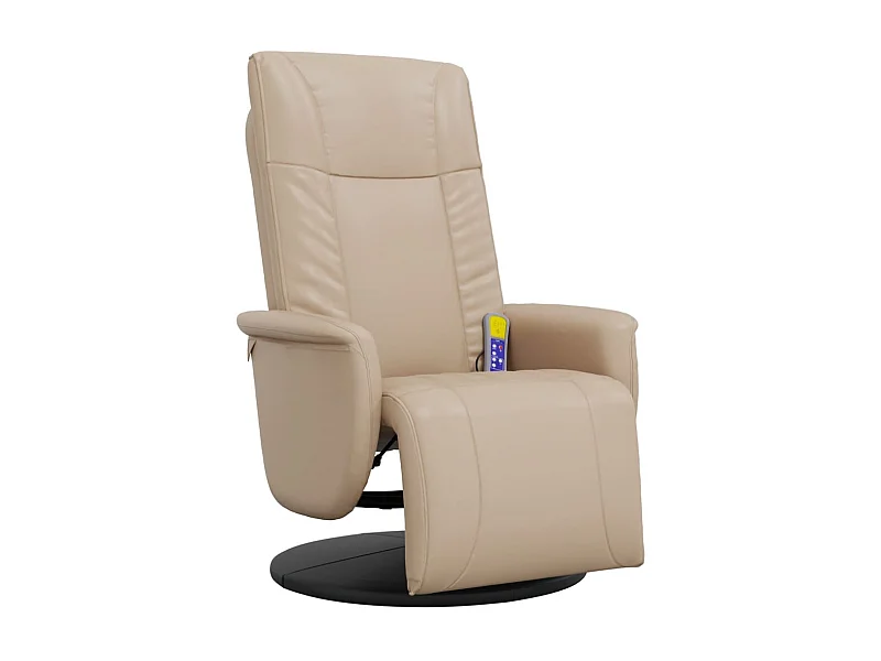 Sillón de relax | Sillón reclinable masaje reposapiés cuero sintético capuchino SHL6827